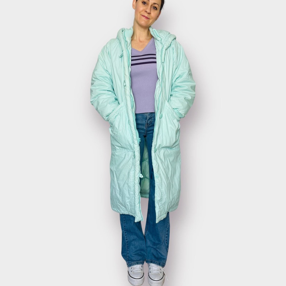 80s Sportables Aqua Teal Down Puffer Coat - Picture 2 of 7